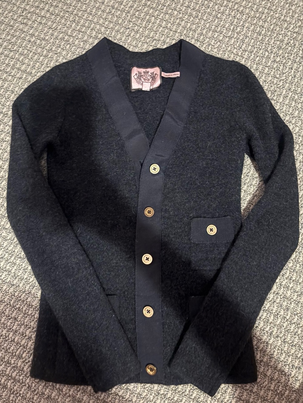 Juicy Couture Black Wool Blend Button-Up Cardigan